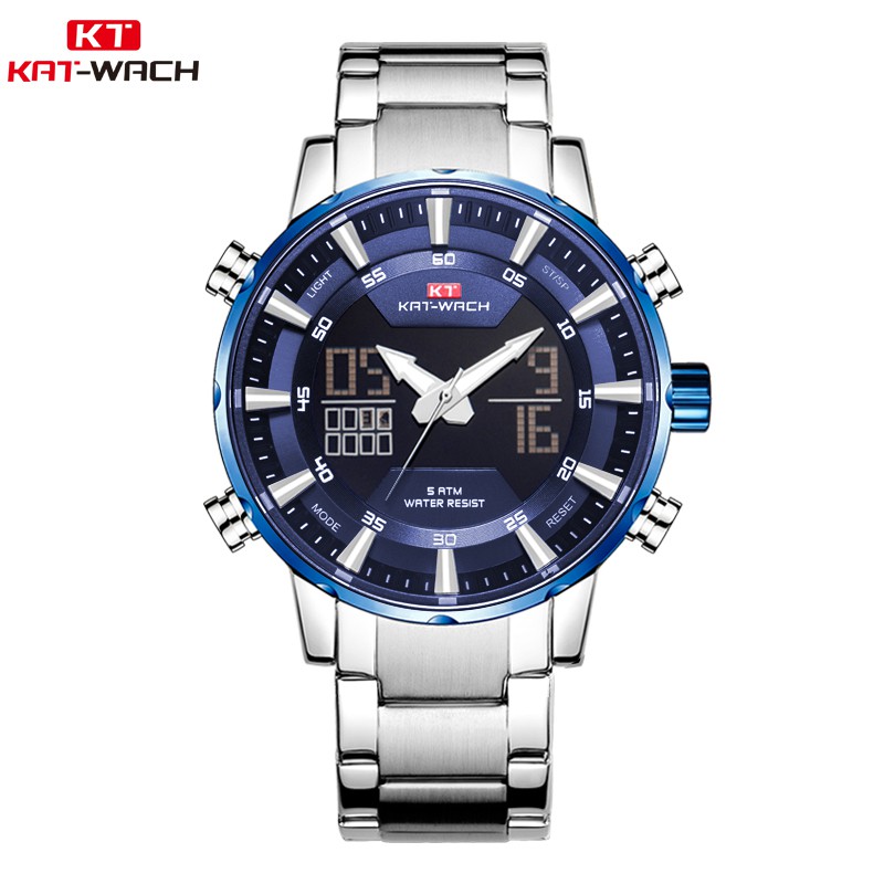 KAT-WACH KT2027 Jam Tangan Pria Digital Analog Tali Stainless WATCHKITE WKOS