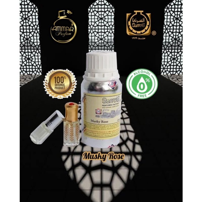 PARFUM ARAB SURRATI - MUSKY ROSE ( RAUDHAH MASJID NABAWI ) 3ML dan 6ML, PARFUM NON-ALKOHOL