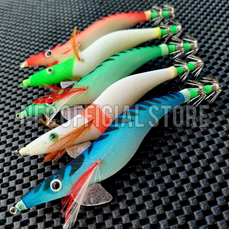 Umpan pancing cumi bentuk udang Egi 13 cm 22 gram GID Glow in the dark