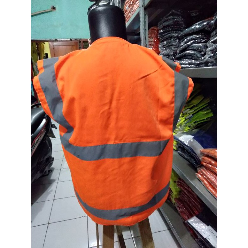 ROMPI SAFETY ALLSIZE BAHAN KAIN DRILL FREE LOGO K3 BENDERA ORANYE