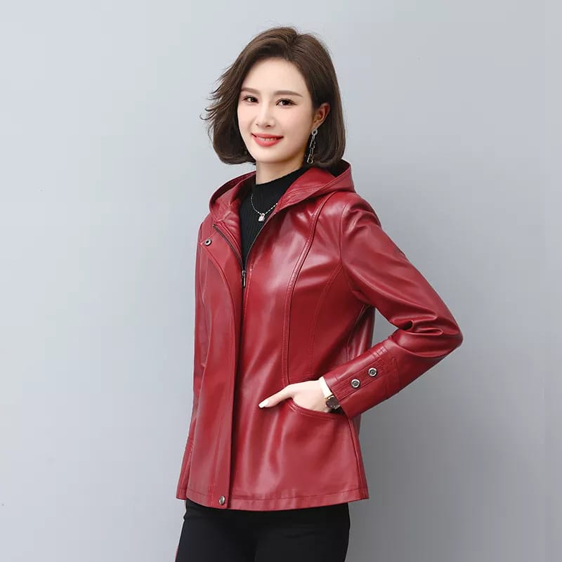 Jaket kulit wanita jaket kulit domba asli 100% rompi kulit jaket kulit wanita ori jaket mantel jaket