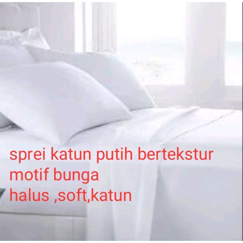 Sprei putih katun polos hotel klinik penginapan rumah sakit dokter kost asrama 120 160 180 x 200 x 30