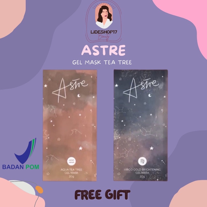 [FREE GIFT]ASTRE GEL MASK VIRGO GOLD BRIGHTENING &amp; AQUARIUS TEA TREE 20ml | ANAK BRAND HIQWEEN