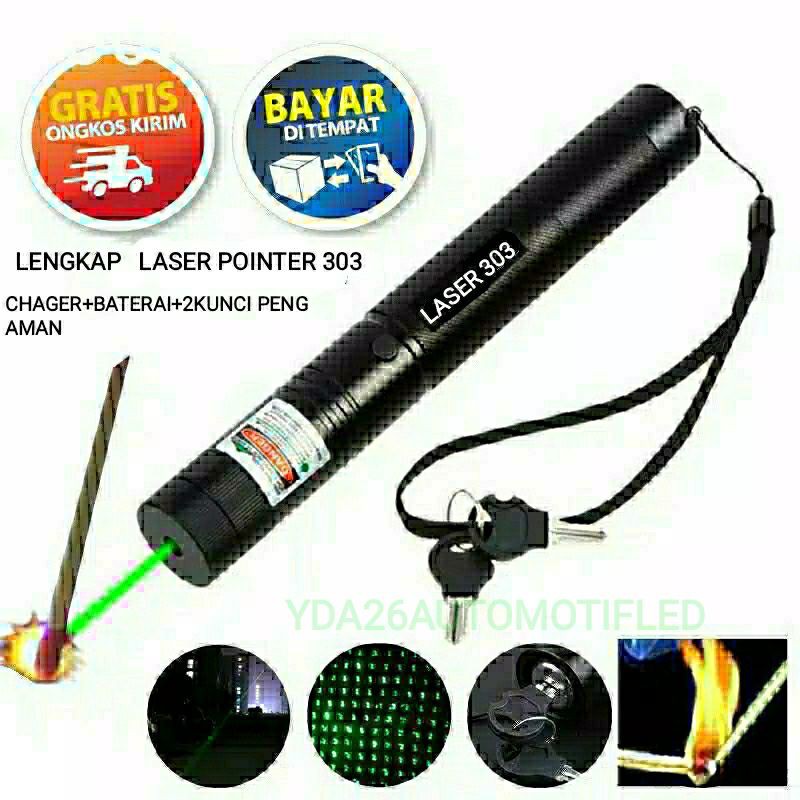 Laser 303 Sinar Hijau JOutput -500mW Original Laser Pointer 303 Jarak Tembak Hingga ++10Km