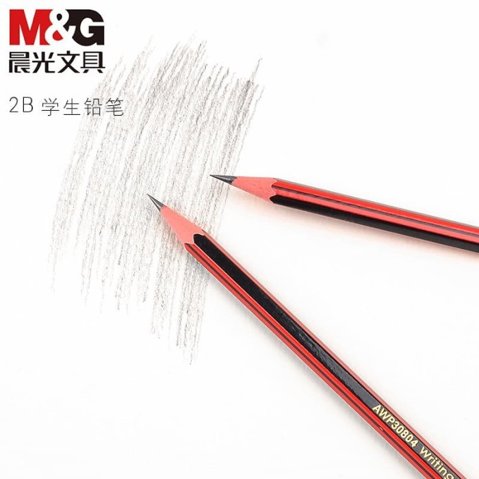 

M&G Pensil 2B Hitam Merah - M&G AWP30834 2B Wooden Pencil With Eraser