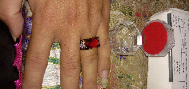  Cincin  Pria  Batu Akik Rubi Merah Mewah  Black Platted Red 
