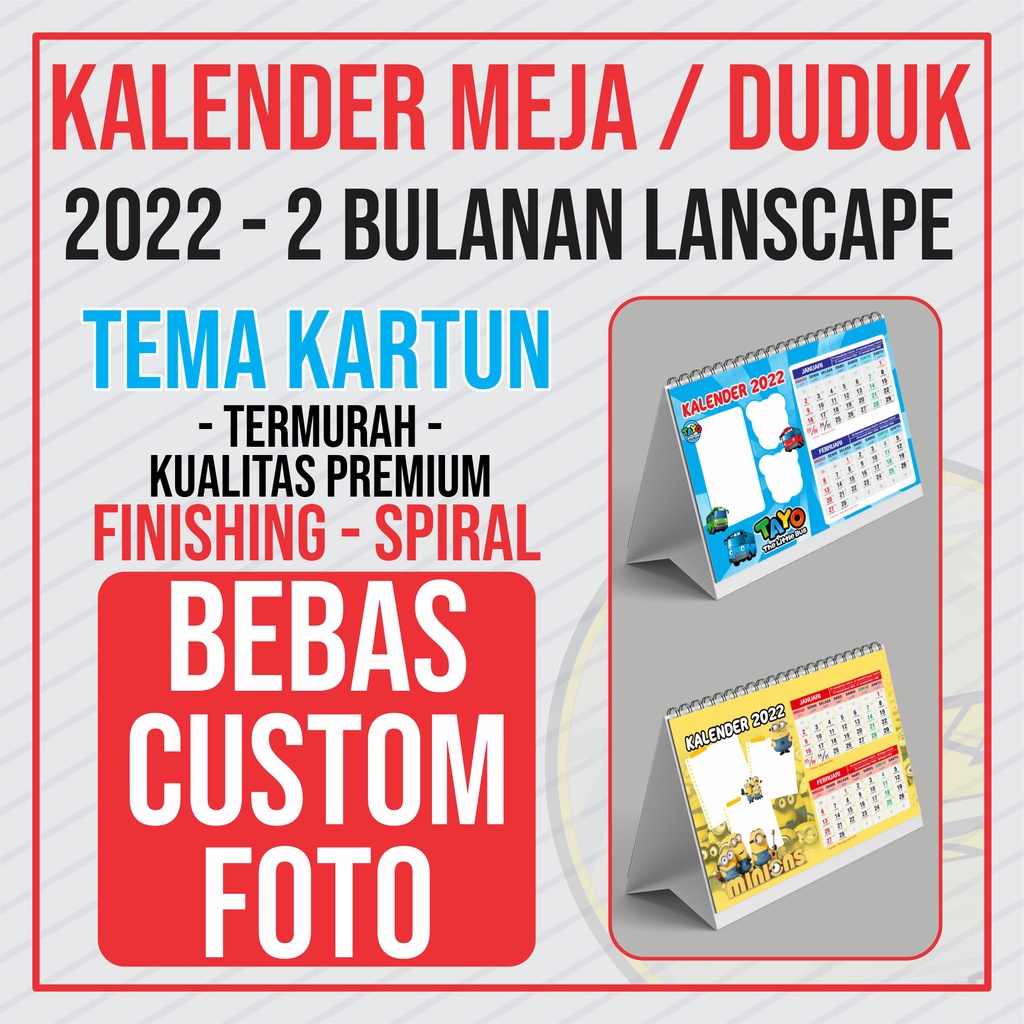 

KALENDER MEJA 2022 LANSCAPE - 2 BULANAN - MURAH BISA CUSTOM FOTO BEBAS