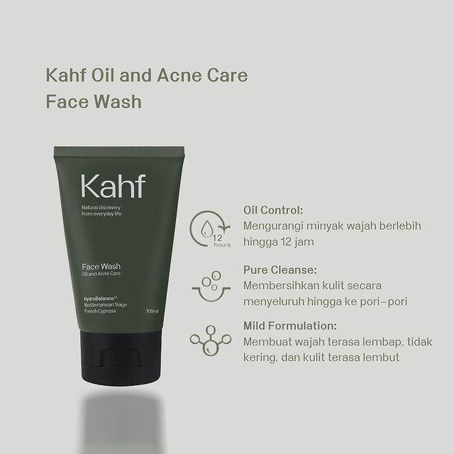 KAHF Face Wash Oil Acne Care 100ml - Sabun Pembersih Muka Berminyak Sabun Penghilang Jerawat Wajah Pria