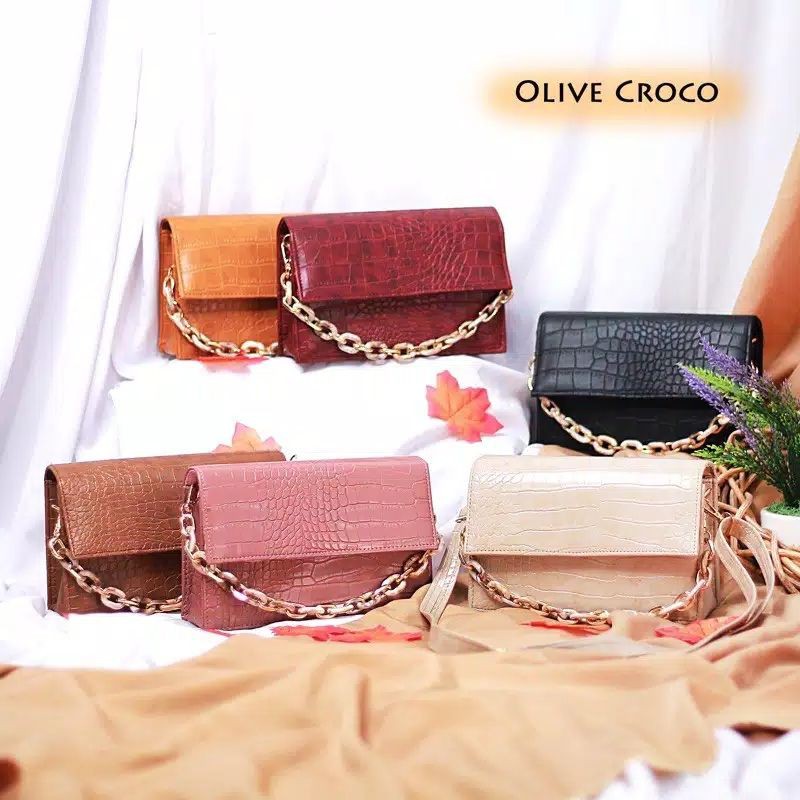 Tas Olive Croco Tas Wanita