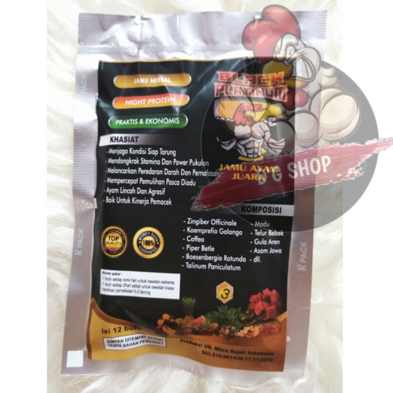 Jual Obat Jamu Ayam Juara Platinum Black Ecer 1 Sachet Isi 12 Butir