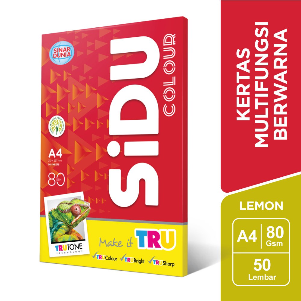 

SiDU Kertas Fotocopy Berwarna Lemon 80 GSM A4 - SDU CLR 80 A4 210 50