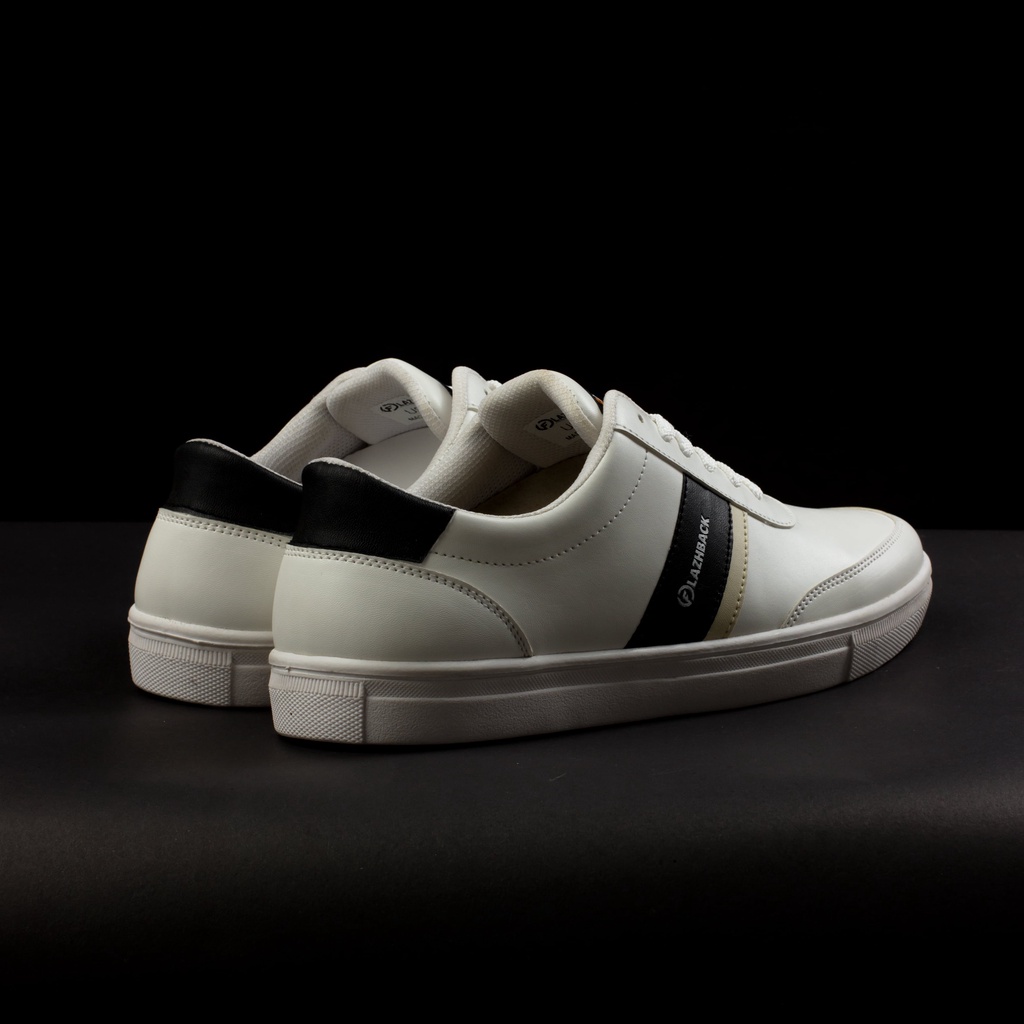 FLAZHBACK WHITE BLACK - Sepatu Sneakers Pria Casual Original - Snekers Pria