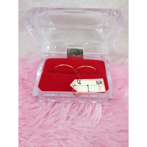 CC902M243M cincin keroncong polos isi 2 emas kuning asli berat 1 no 12 d 1.6 kadar 70% 16k