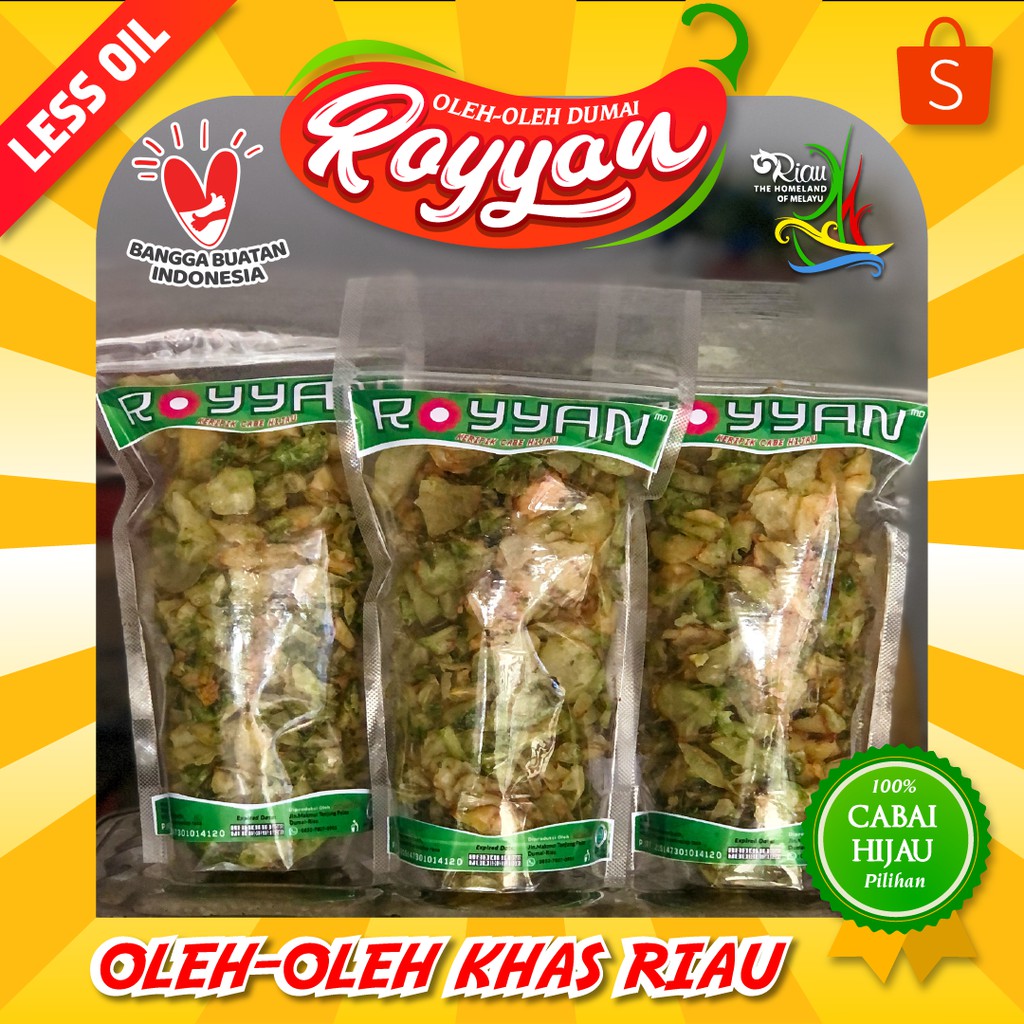 

TERLARIS Kripik Cabe Hijau ROYYAN-Keripik Singkong-Keripik Pedas Khas Riau