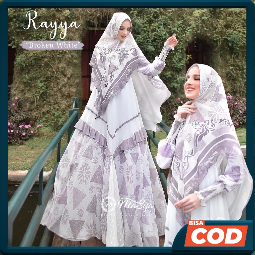 Set Gamis Dress Putih Mewah Ceruty Babydoll - Khimar - Madenia syari - Masya - [ RAYYA ]