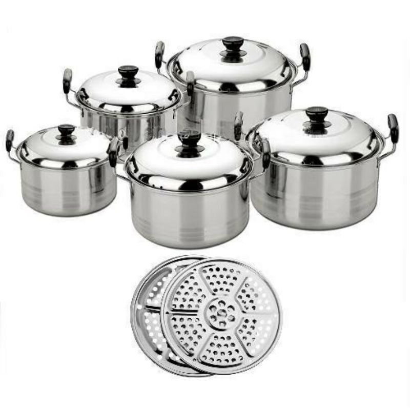 Panci High Spot Stainless isi 5 pcs+ 1 Steamer kukusan