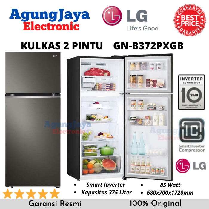 KULKAS LG GN-B372PXGB LEMARI ES 2 PINTU INVERTER 375 LITERS (CILEGON SERANG)