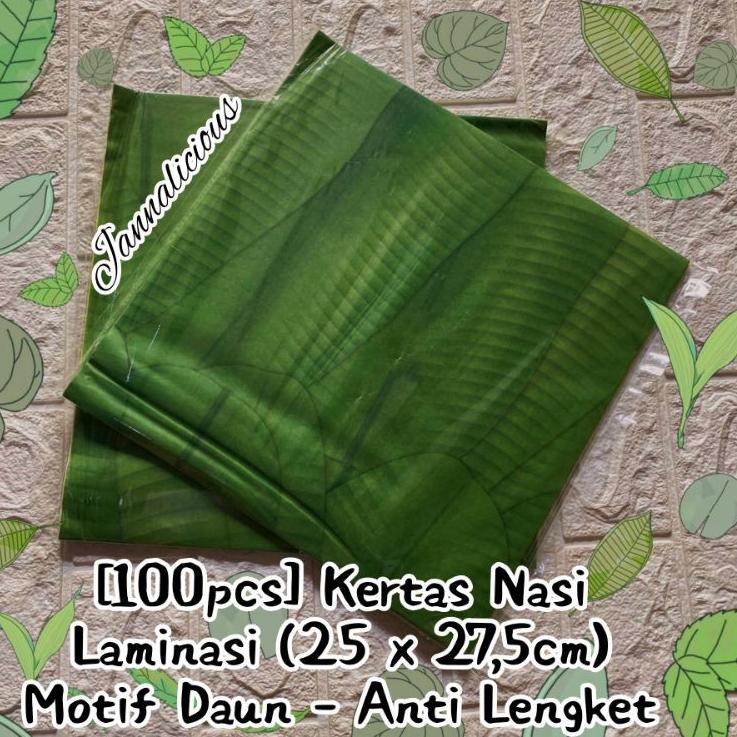 

✥ Kertas Nasi Laminasi Anti Lengket ~ Motif Daun Pisang Uk. 25x27,5cm ➲