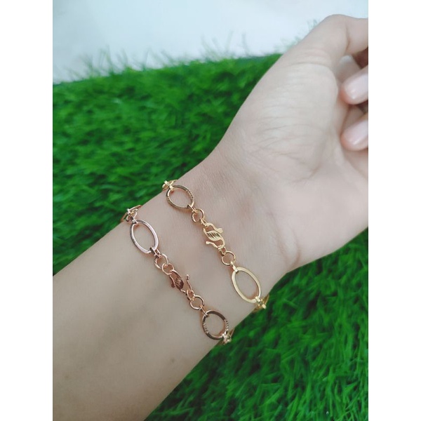 GELANG PERAK ASLI SILVER 925 LAPIS EMAS/GELANG TANGAN RANTAI HOLLO OVAL BUNGA UKIR/ASLI SILVER/FASHION WANITA