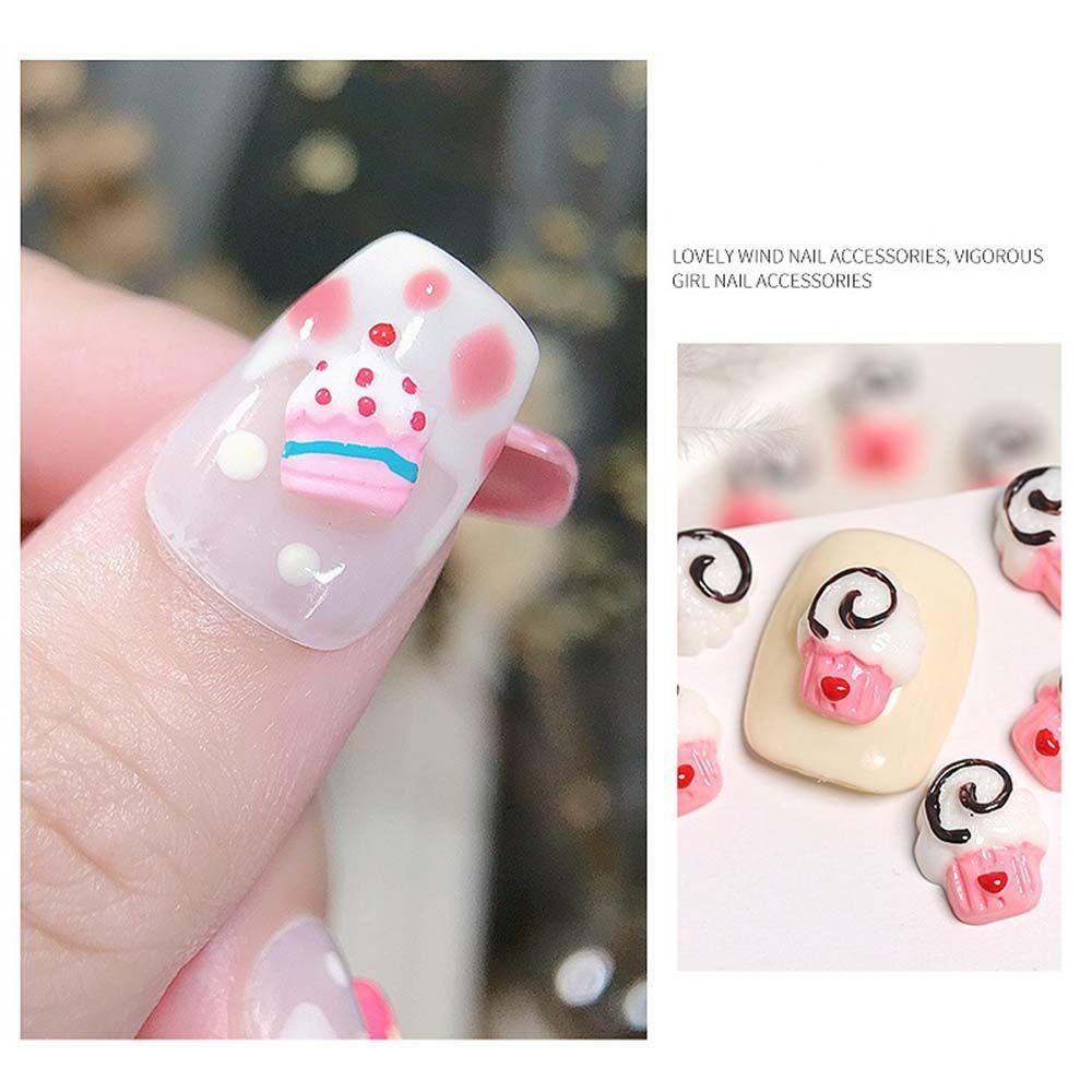 AUGUSTINA Agustinina Perhiasan Nail Art Girly Heart Jepang Es Krim Kue Donat Coklat DIY Ornamen