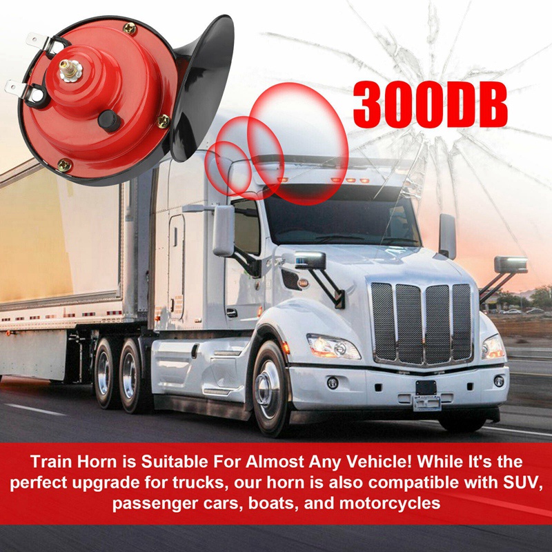 300DB 12V Universal Electric S Train Horn Super Loud Waterproof Horns Siren for Motorcycle Car Truck SUV Boat