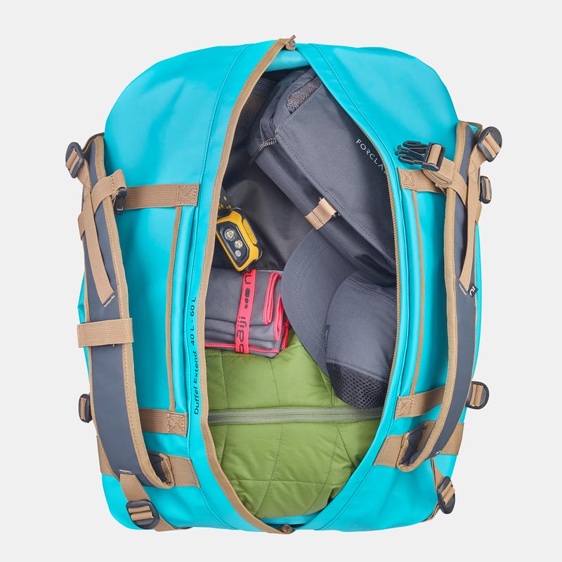 FORCLAZ Voyage Tas Gunung Extend 40-60 L Trekking Hiking Carry Bag - Blue