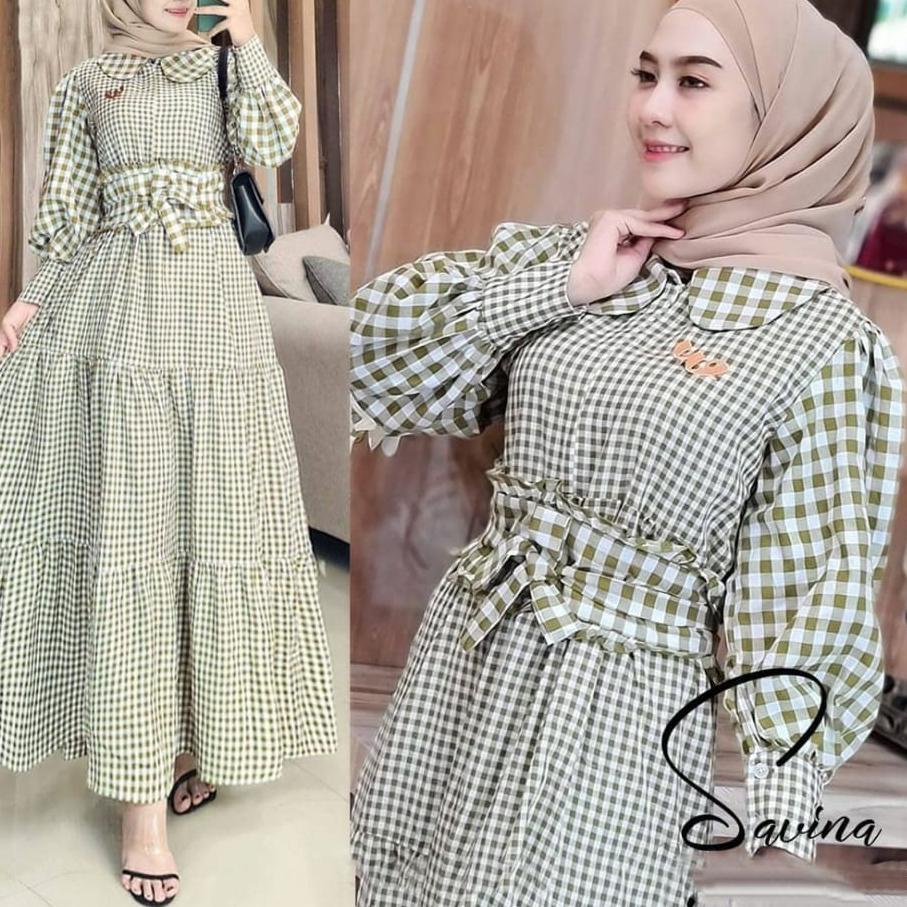 Savina maxi / Gamis Katun Kotak / Gamis Wanita Kekinian / Dress Muslim Wanita Terbaru 2021