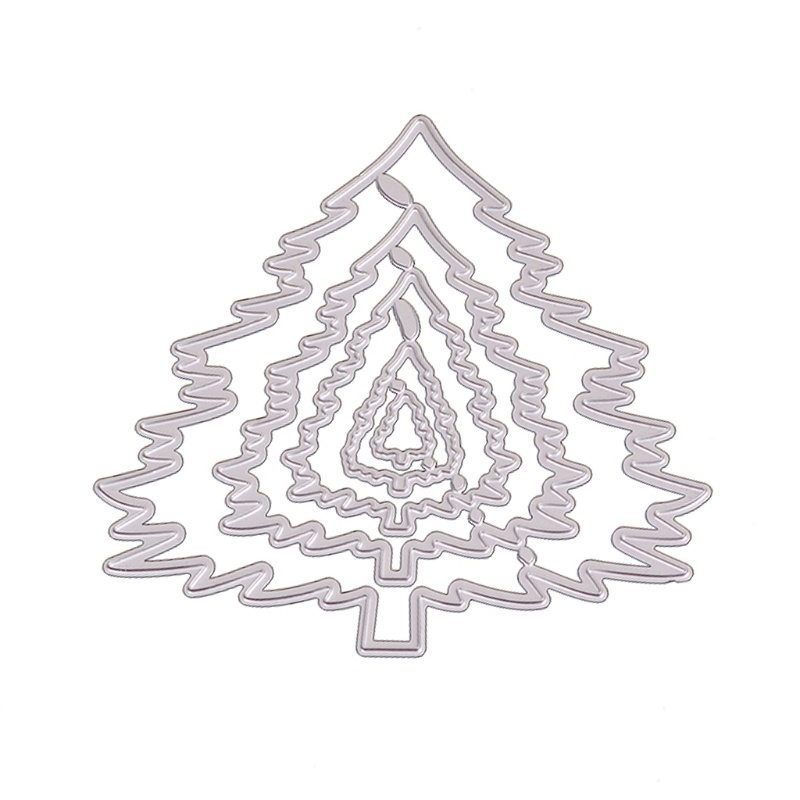 Cetakan Stensil Cutting Dies Motif Pohon Natal Bahan Metal Untuk Scrapbook / Craft Diy