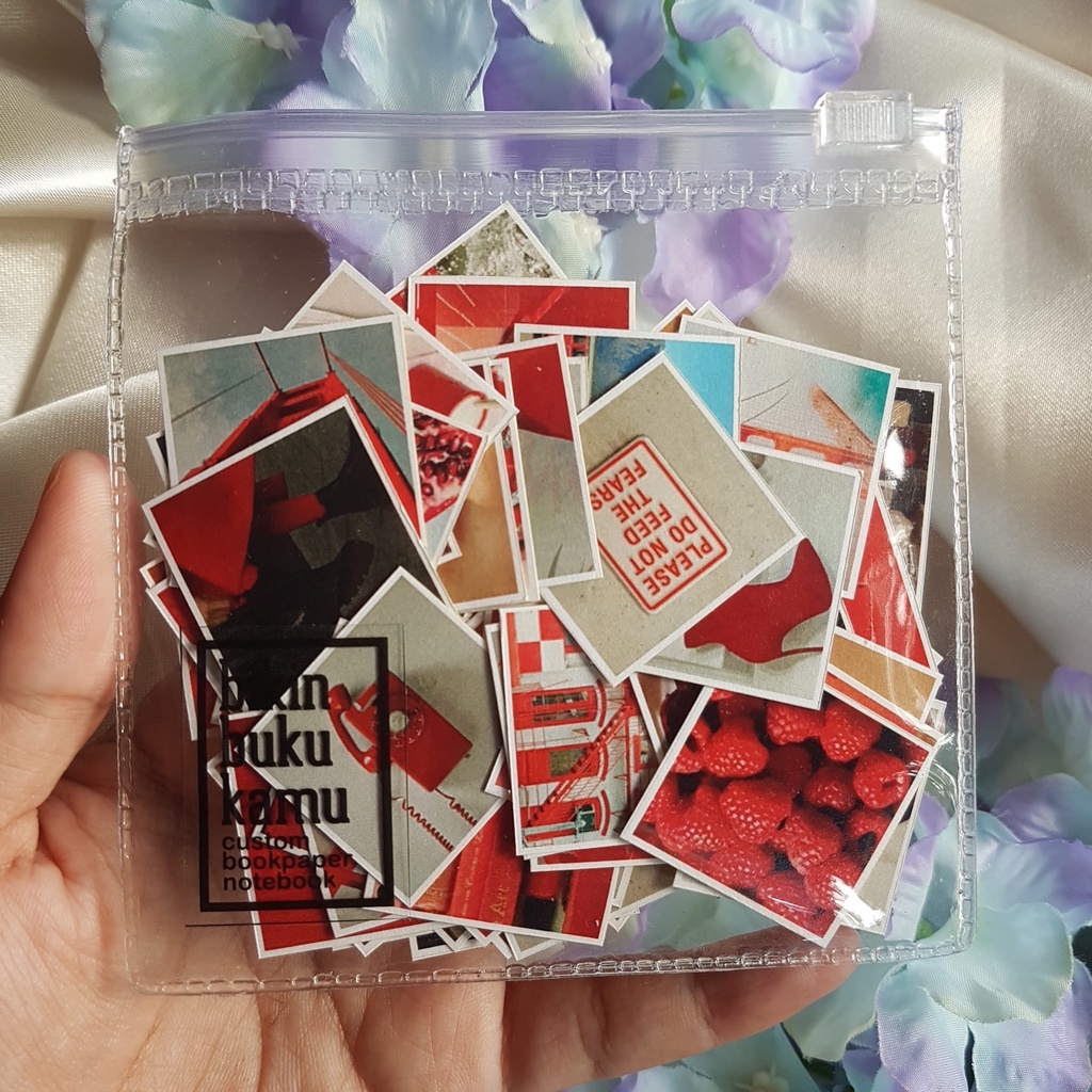 

88pcs Mini Sticker Stiker Jurnal HVS FREE ZIPLOCK POUCH - Red