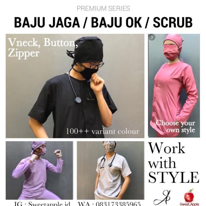 ( BISA COD ) BAJU OK / BAJU OPERASI / BAJU SCRUB / BAJU OKA LENGAN PENDEK - XL, TANPA RESLETING