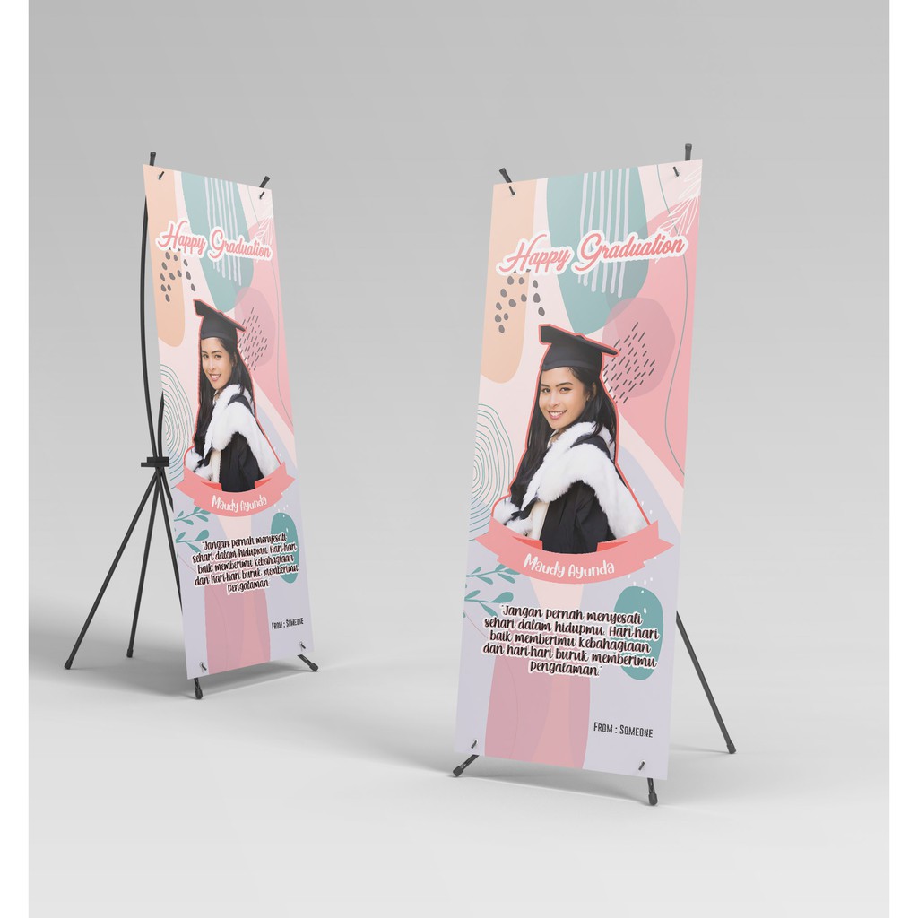 paket x banner+tiang spanduk wisuda, wedding, olshop aqiqah ulang tahun dll