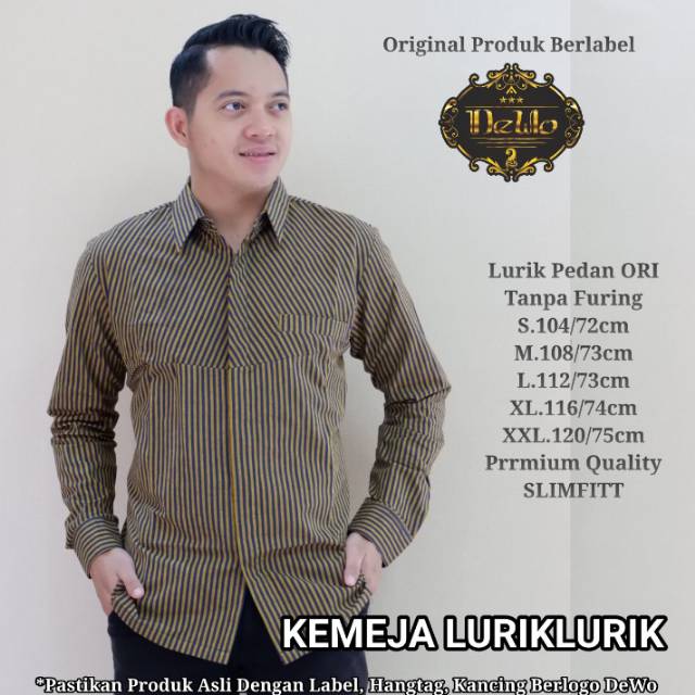 KEMEJA LURIK LURIK/KEMEJA LENGAN PANJANG/HEM PRIA LENGAN PANJANG/KEMEJA LURIK SLIMFIT