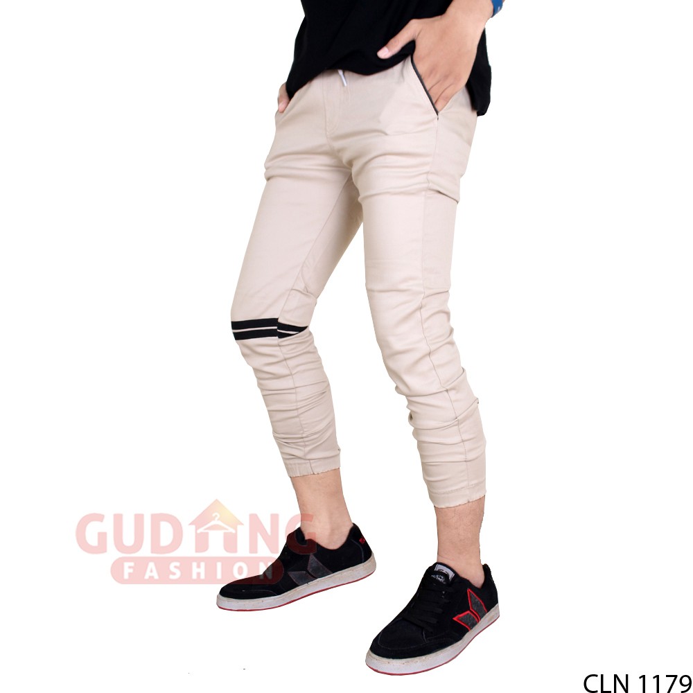 Celana Panjang Jogger Pants Strip Pria - CLN 1179