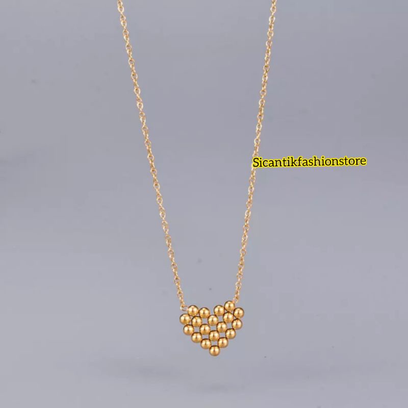 Kalung Titanium Wanita Liontin Love Gold Terbaru Terlaris Anti Karat selamanya Kalung Wanita Kekinian Mewah Liontin Love Gold