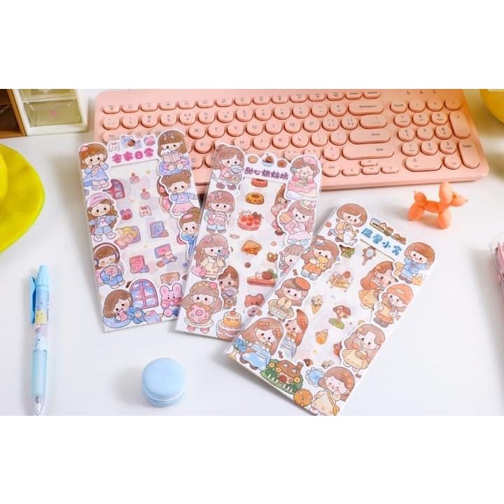 PAOPAO Stiker Import isi 4 Lembar Happy Fun People Orang Kartun Cute Scrapbook