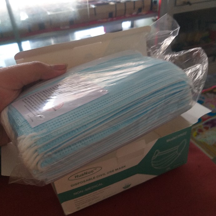 Masker 3 Ply Earloop Huanuo Hn-02 Face Mask Isi 50 Pcs