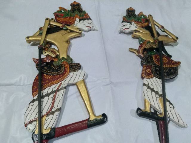 (BISA COD) SEPASANG WAYANG RAMA SHINTA WARNA CANTIK UKURAN L FINISHING HALUS 56x14 cm - DEKORASI