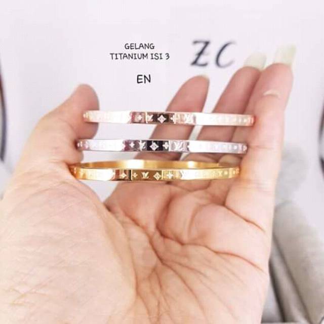 Gelang titanium asli 1set isi 3 biji, tidak luntur