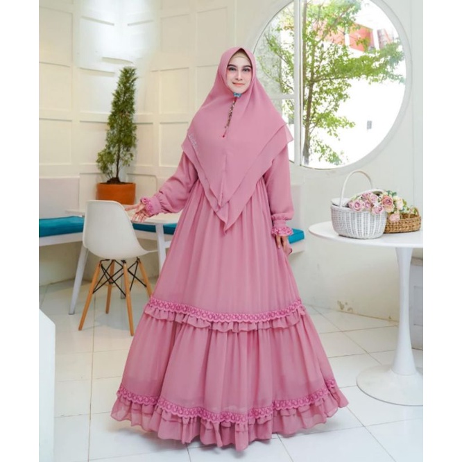 GAMIS SYARI CERUTY BABYDOLL FULL FURRING/KINARA SYARI/GAMIS SYARI JUMBO APLIKASI RENDA/FASHION MUSLIM WANITA TERBARU/FAR MOSLEMSTORE