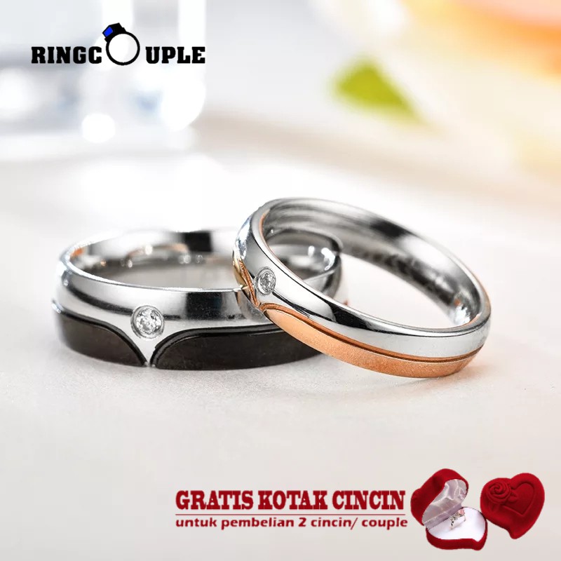 [JB029] Cincin Couple Titanium Original 100% Anti Pudar (GRATIS BOX)