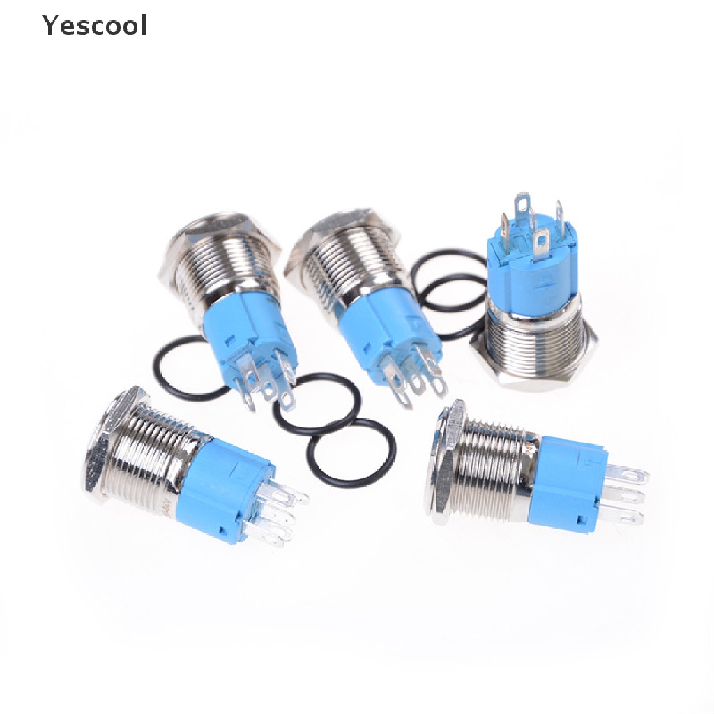 Yescool Saklar Tombol Tekan On-off Mobil 12v 16mm Bahan Logam Dengan Lampu LED Power Switch