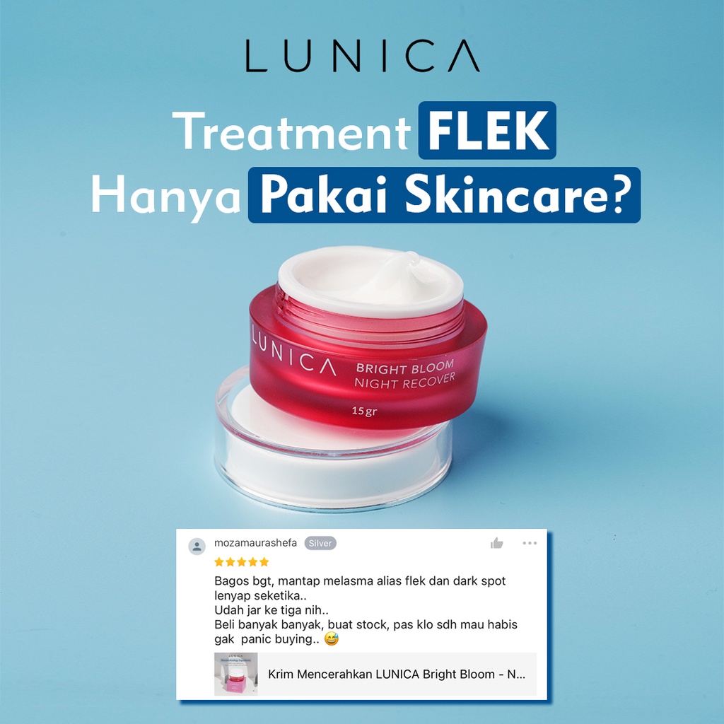 Advanced Nano Cream LUNICA Bright Bloom - Night Recover Menghilangkan Flek Hitam, Melasma, Bekas Jerawat Night Cream BPOM Krim Malam Pemutih Wajah Penghilang Flek Hitam Glowing Ampuh