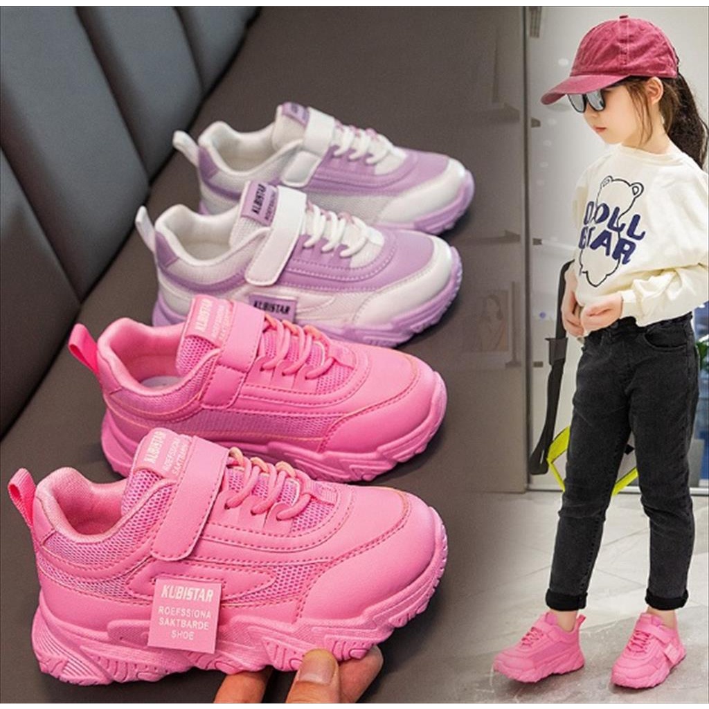 Juragan Junior [COD] Sepatu JEANN Sneakers Import Anak Perempuan Non LED Size 26-37