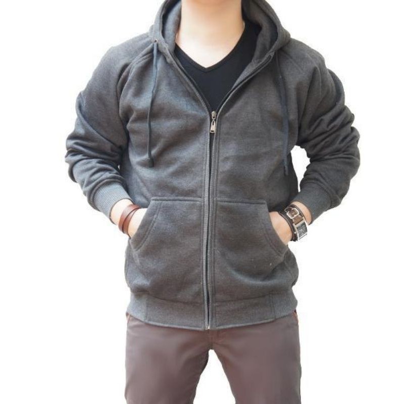 JAKET POLOS HOODIE ZIPPER COTTON FLEECE