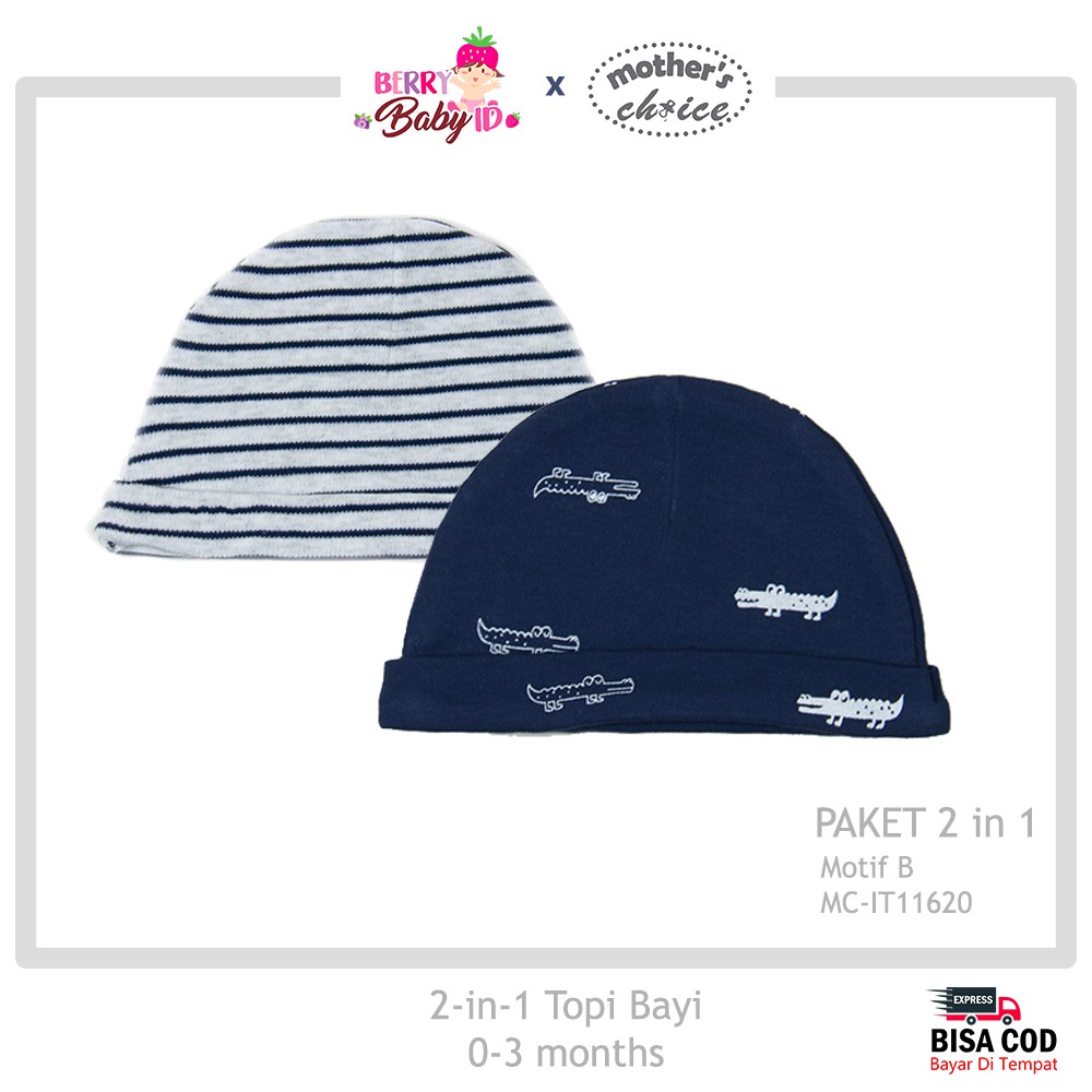 Mother's Choice Paket 2 Buah Topi Bayi Baby Hats MCH021 Berry Mart