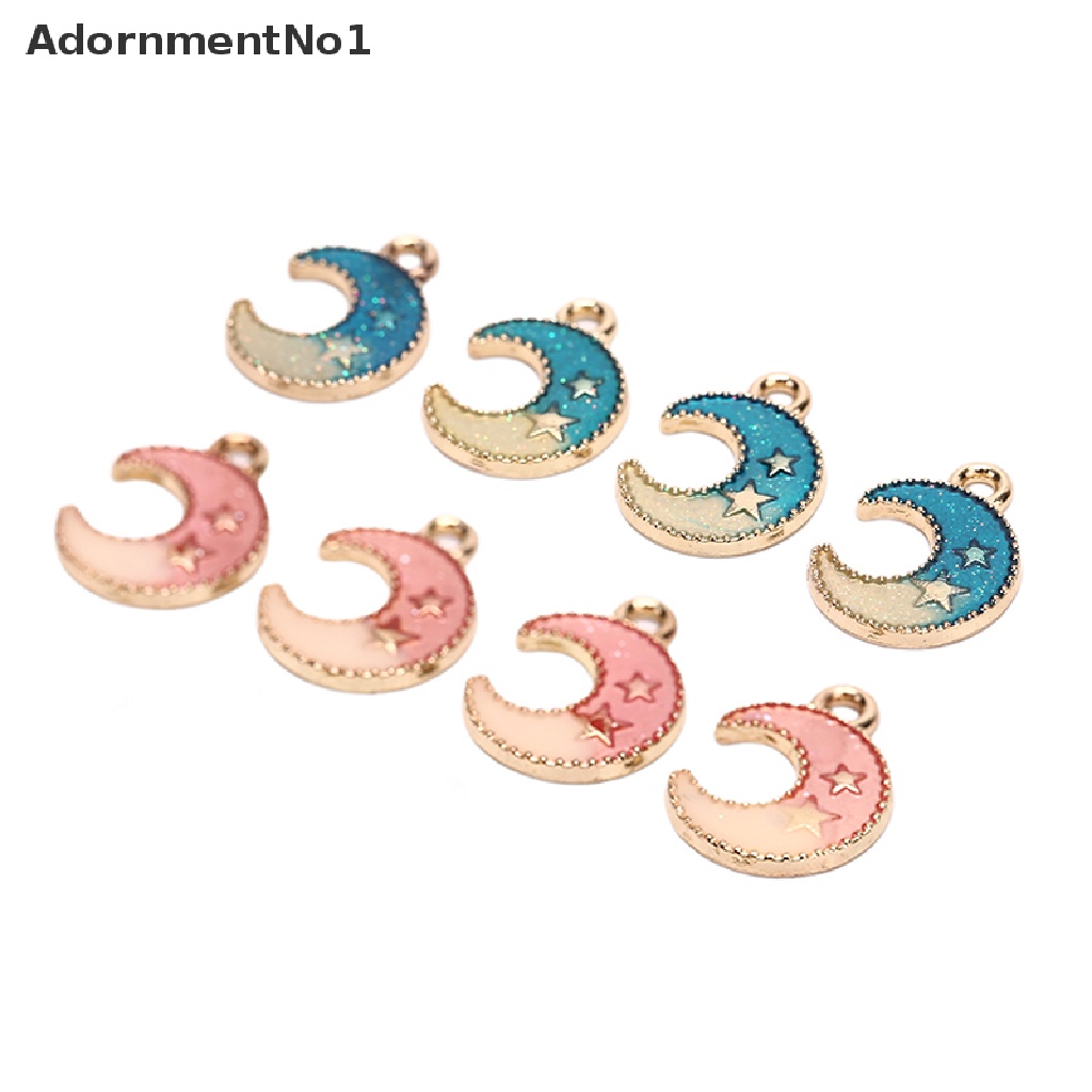 (AdornmentNo1) 10pcs / Set Liontin Enamel Bentuk Bulan / Bintang Untuk Kerajinan Tangan DIY