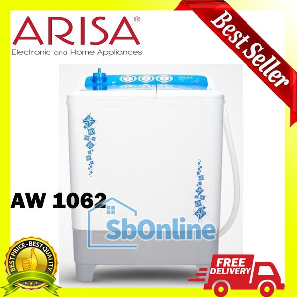 ARISA MESIN CUCI 2TABUNG TWINTUBE 9.5KG AW-1062