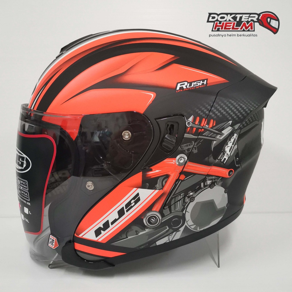HELM NJS KAIROZ MOTIF DV RUSH BLACK ORANGE DOFF ORI SNI DOT| HELM NJS KAIROZ MOTIF-4
