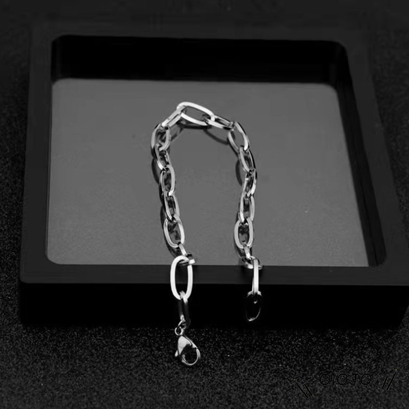 Gelang Rantai Tunggal Ceruk Sederhana Gelang Stainless Steel Pasangan Unisex - ol