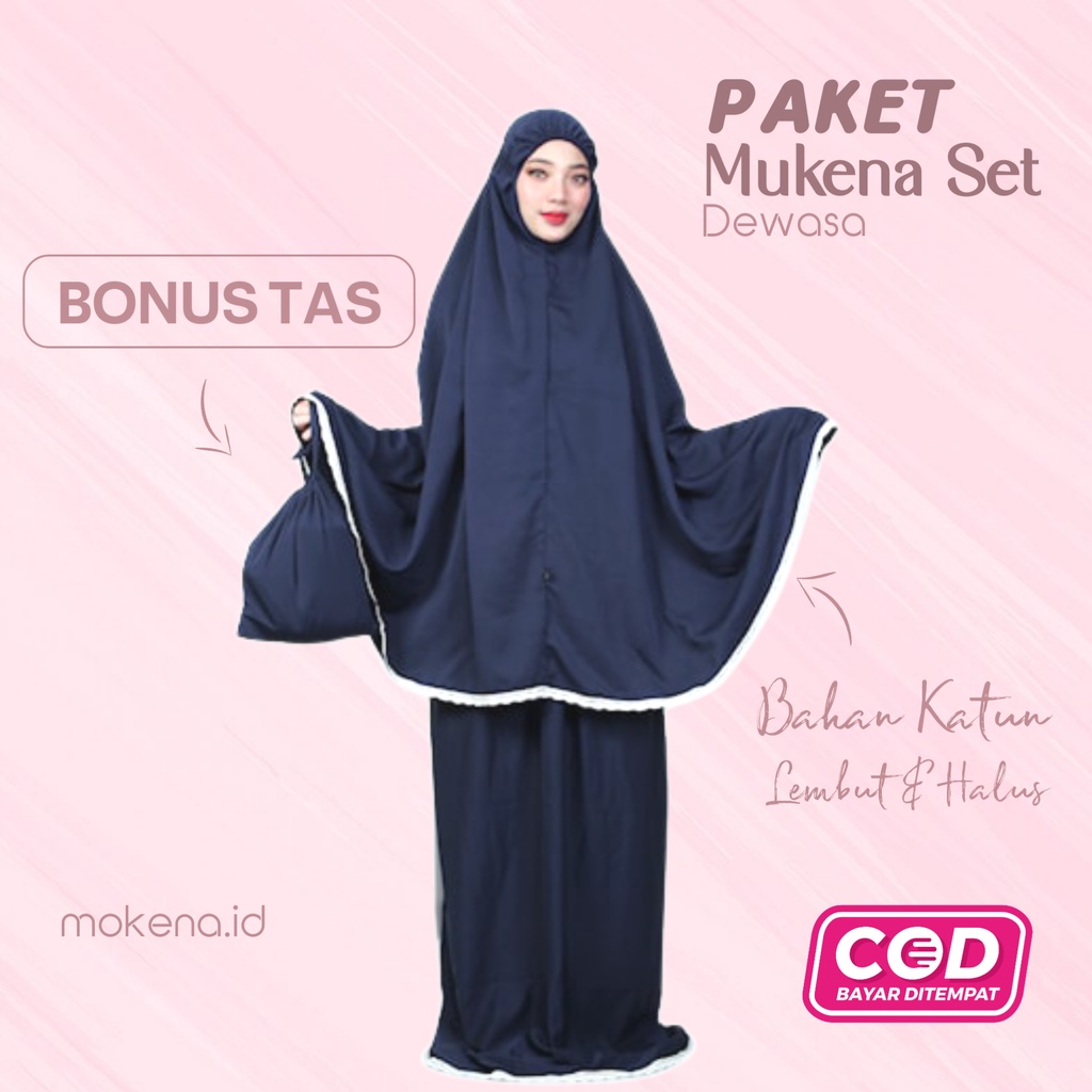 Mukena Mukenah Travel bali jumbo dewasa murah motif polos terbaru 2021 by MOKENA Series Aisyah Bahan Adem